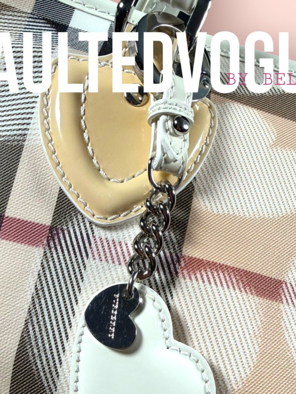 Burberry Nova Check Hearts Tote 💕 Rare Print Canvas Bag - Picture 3 of 11